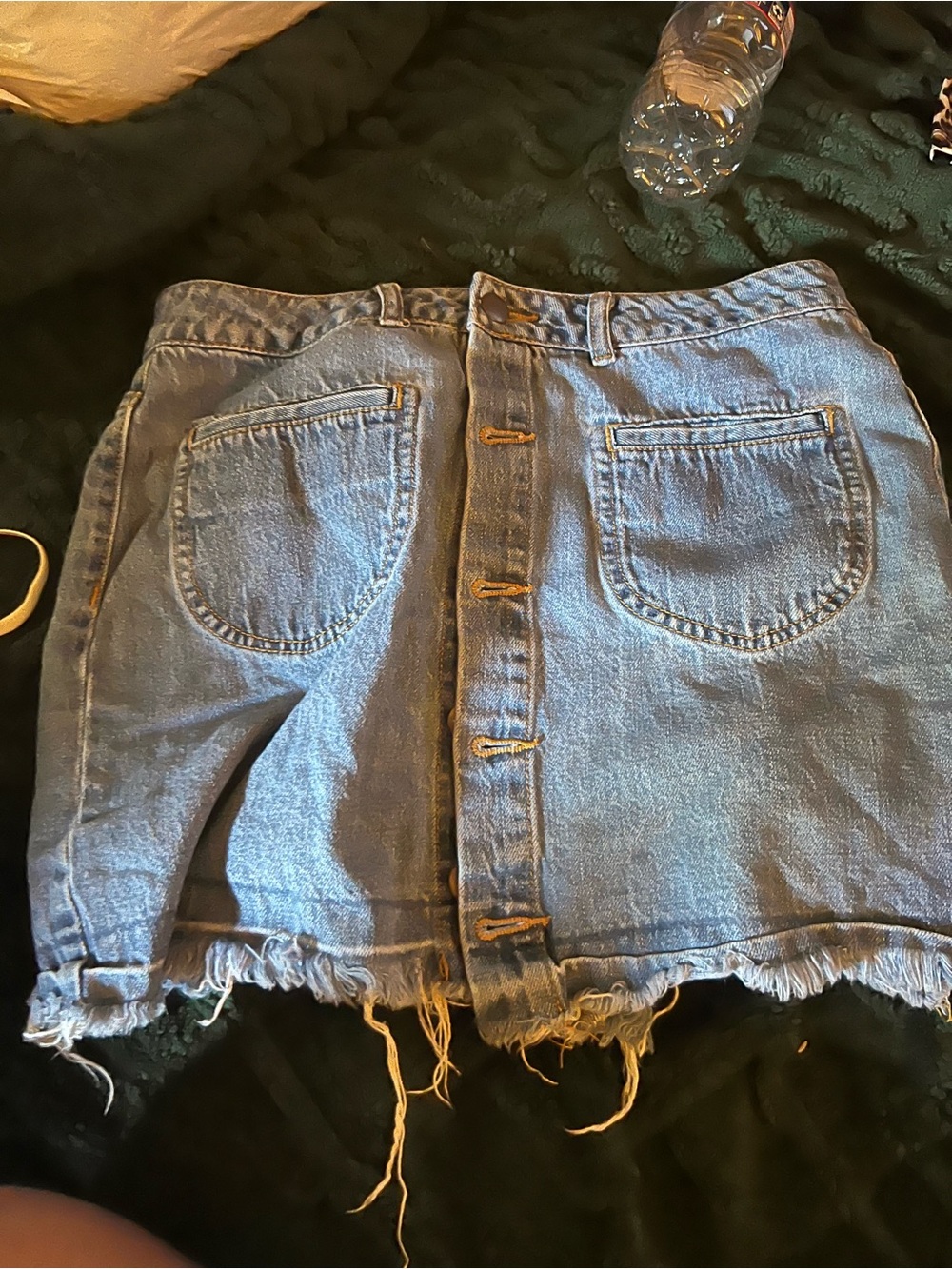 Forever 21 Light Blue Button-Front Denim Mini Skirt